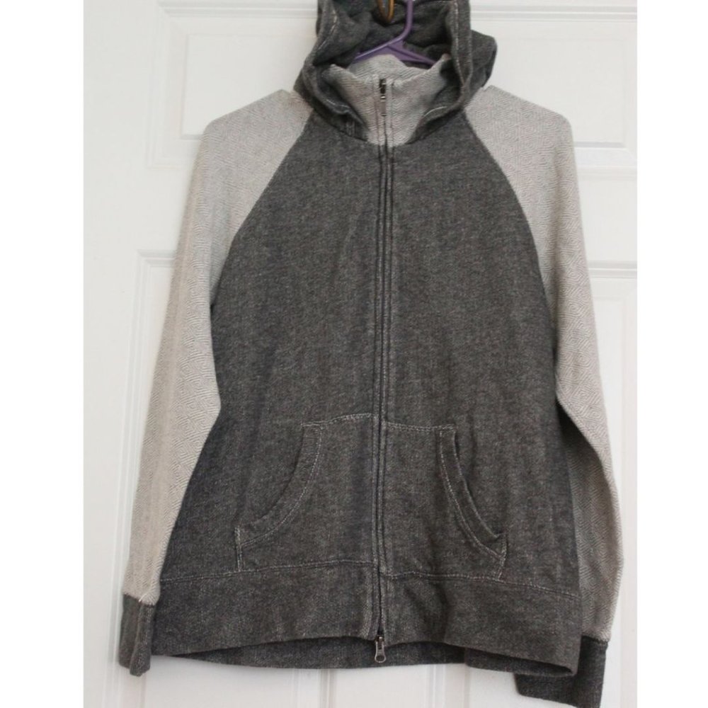 LL Bean Herringbone Hoodie Zipper Colorblock Loungewear Unisex Sz S